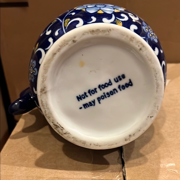 Floral Blue Ceramic Pitcher - Picture 3 of 4